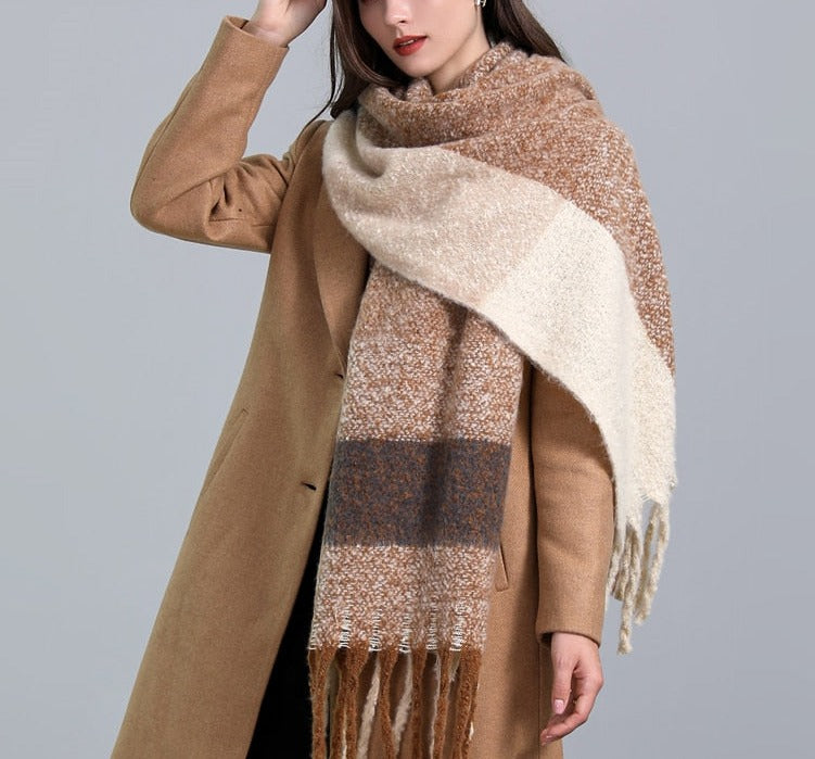 Cashmere Thick Scarf - Versatile accessory for fashion and warmth - 260x35cm size - Polyester, viscose, cashmere imitation blend - Classic plaid pattern - Order now for style and comfort!