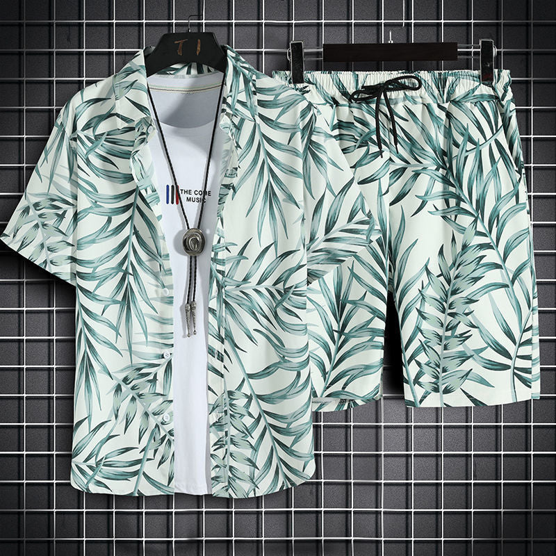 Men's Beachwear Set: Quick Dry Hawaiian Shirt and Shorts