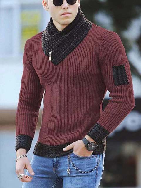 Men's Casual V-Neck Solid Sweater