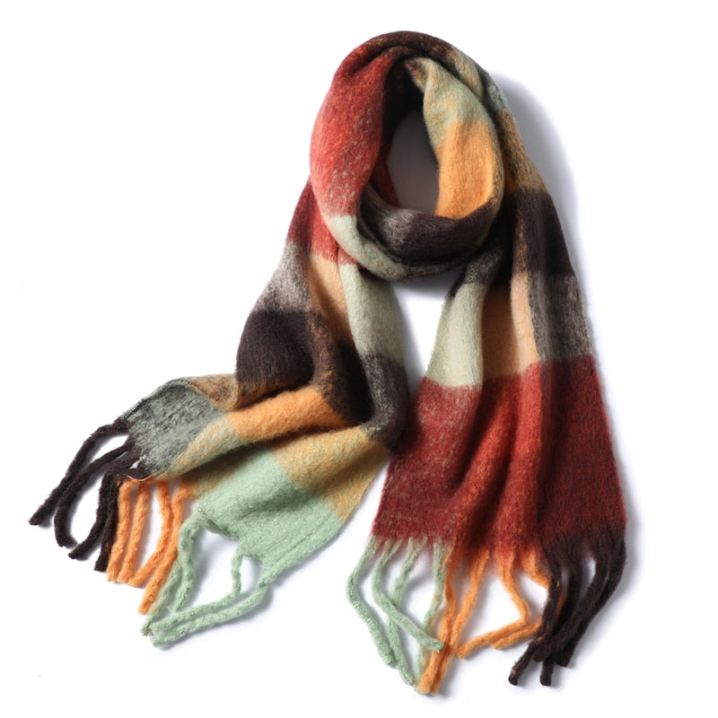 Cashmere Thick Scarf - Versatile accessory for fashion and warmth - 260x35cm size - Polyester, viscose, cashmere imitation blend - Classic plaid pattern - Order now for style and comfort!