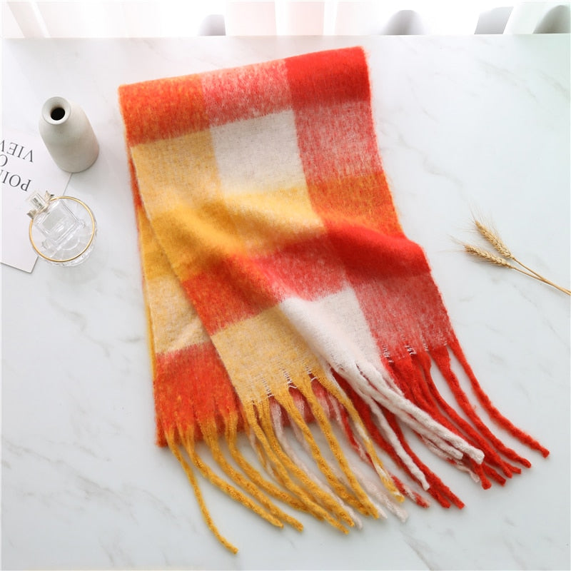 Cashmere Thick Scarf - Versatile accessory for fashion and warmth - 260x35cm size - Polyester, viscose, cashmere imitation blend - Classic plaid pattern - Order now for style and comfort!