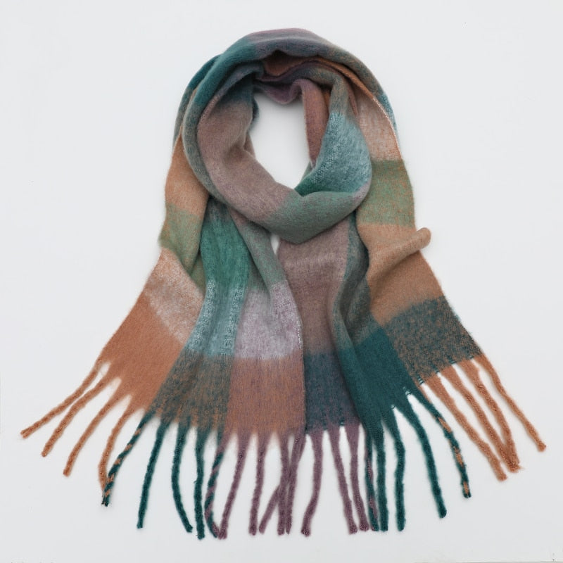 Cashmere Thick Scarf - Versatile accessory for fashion and warmth - 260x35cm size - Polyester, viscose, cashmere imitation blend - Classic plaid pattern - Order now for style and comfort!