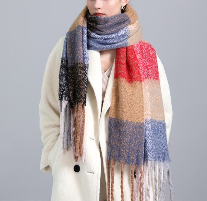 Cashmere Thick Scarf - Versatile accessory for fashion and warmth - 260x35cm size - Polyester, viscose, cashmere imitation blend - Classic plaid pattern - Order now for style and comfort!