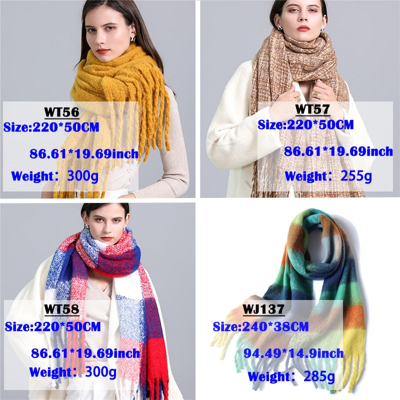 Cashmere Thick Scarf - Versatile accessory for fashion and warmth - 260x35cm size - Polyester, viscose, cashmere imitation blend - Classic plaid pattern - Order now for style and comfort!