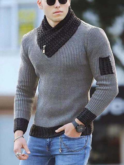 Men's Casual V-Neck Solid Sweater