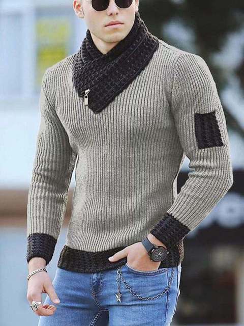 Men's Casual V-Neck Solid Sweater