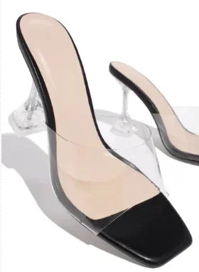 Image of Rubber Spike Heel Square Toe Pumps, featuring high-quality rubber material, spike heels, and a square toe design. Perfect for summer occasions.