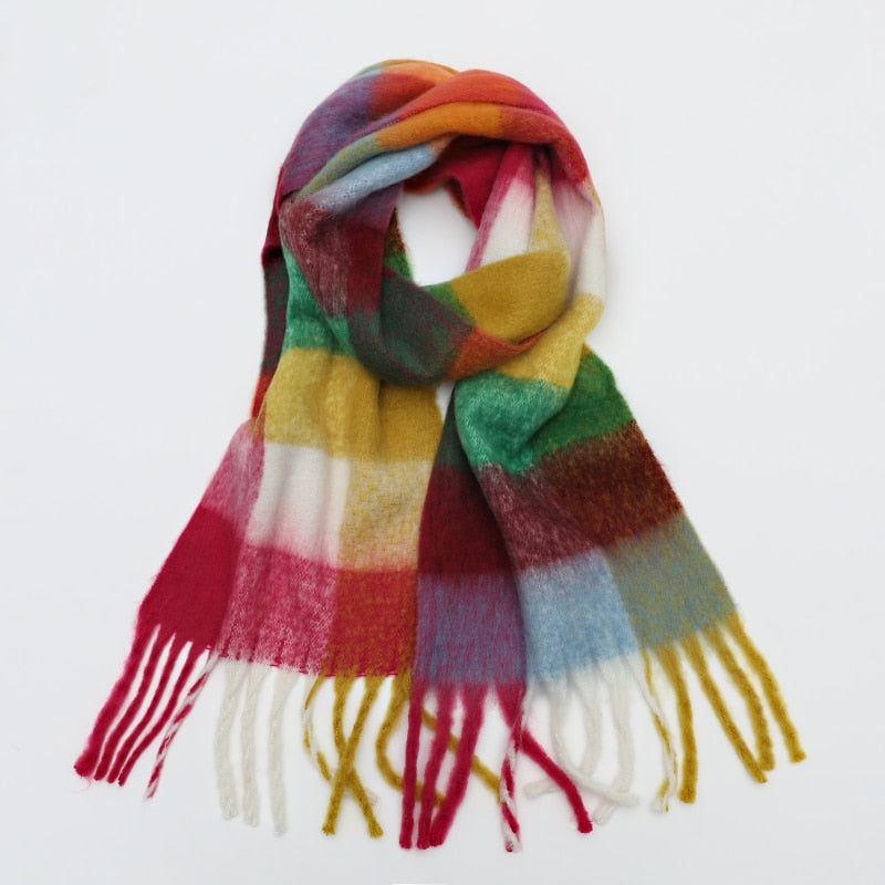 Cashmere Thick Scarf - Versatile accessory for fashion and warmth - 260x35cm size - Polyester, viscose, cashmere imitation blend - Classic plaid pattern - Order now for style and comfort!