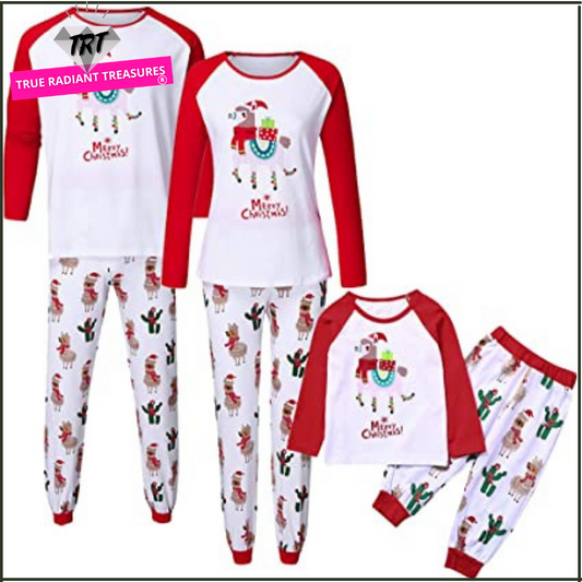 Stay comfortable and festive with our Llama and Cactus Matching Christmas Pajamas. Shop the "Here & Now" Collection for more Christmas family matching pajamas.