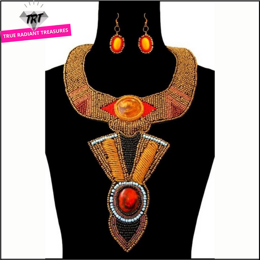 Elegant necklace with matching earrings for an impressive look on parties and special occasions. TRT Accessories Collection.