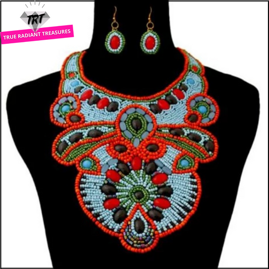 Necklace to match blue, green, red, black or white dress for parties and special occasions. TRT Accessories Collection.