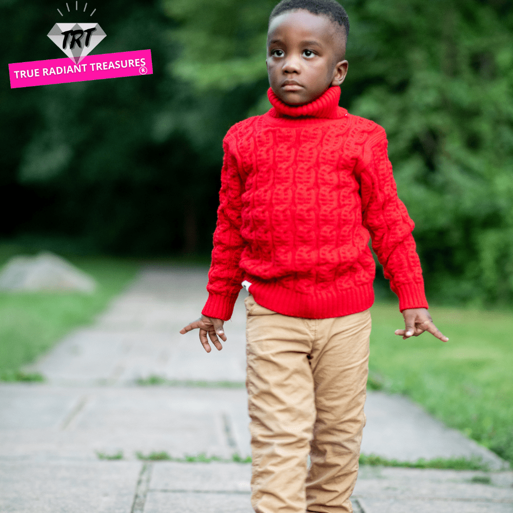 Kids Unisex Turtleneck Sweater - Cotton, turn-down collar, full-length sleeves, patch designs, sizes 13 months to 12 years.