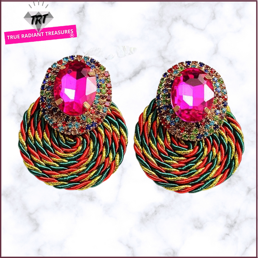 Colorful Crystal Earrings - a must-have accessory for your date night outfit. Matches any dress color. Elegant and trendy.