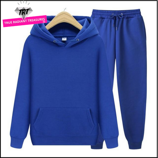 Men's Hoodie and Pants Set - Cozy and Comfortable for Fall. Made of Polyester. Solid Pattern. Available in Various Colors and Sizes.