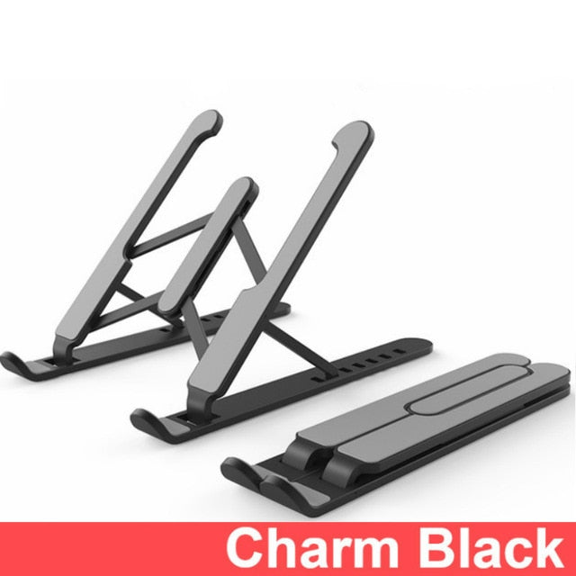 Durable and adjustable laptop stand with improved air circulation and ergonomic design.