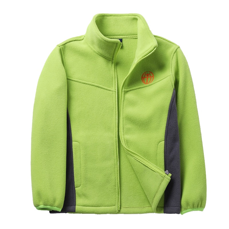 Soft Shell Fleece Jacket for kids in cotton and polyester blend, perfect for winter warmth and outdoor fun.