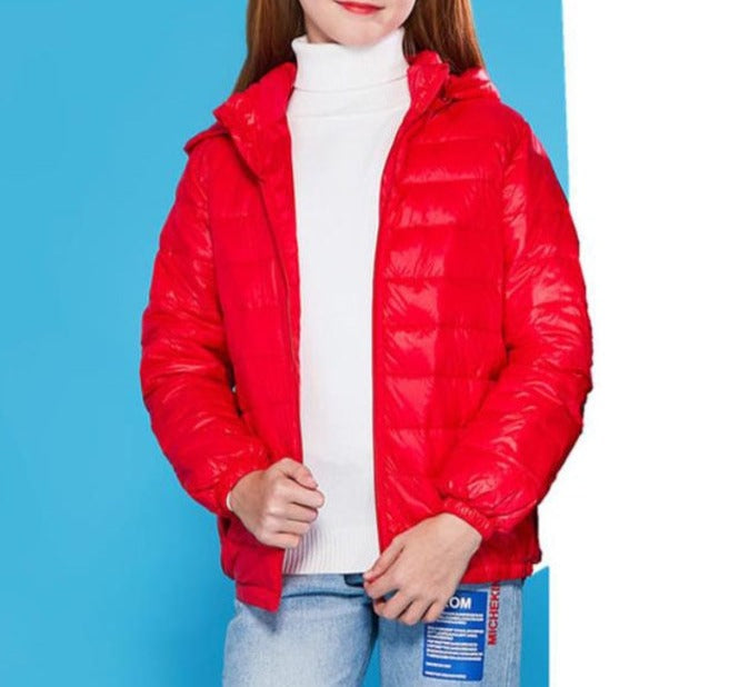 Candy-Colored Hooded Coat for Kids | Polyester Fabric | Pockets & Hood | Warm & Fashionable