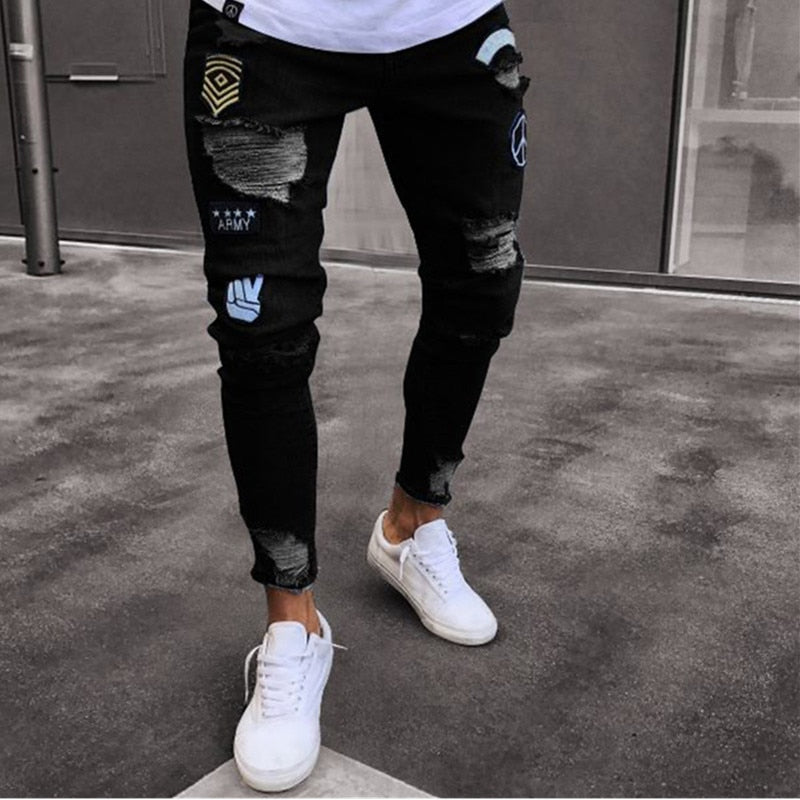 Men's Stretchy Ripped Jeans