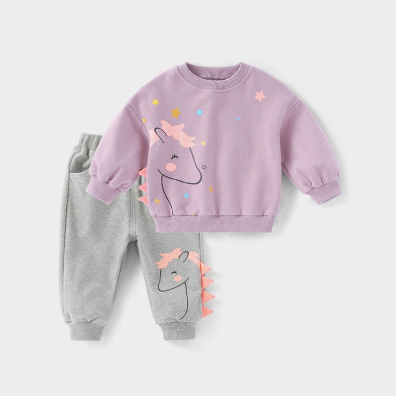 Image of Toddler Tracksuit - Made of comfortable and durable cotton and polyester. Vibrant prints and designs for unrestricted movement. Ideal for spring and summer activities.