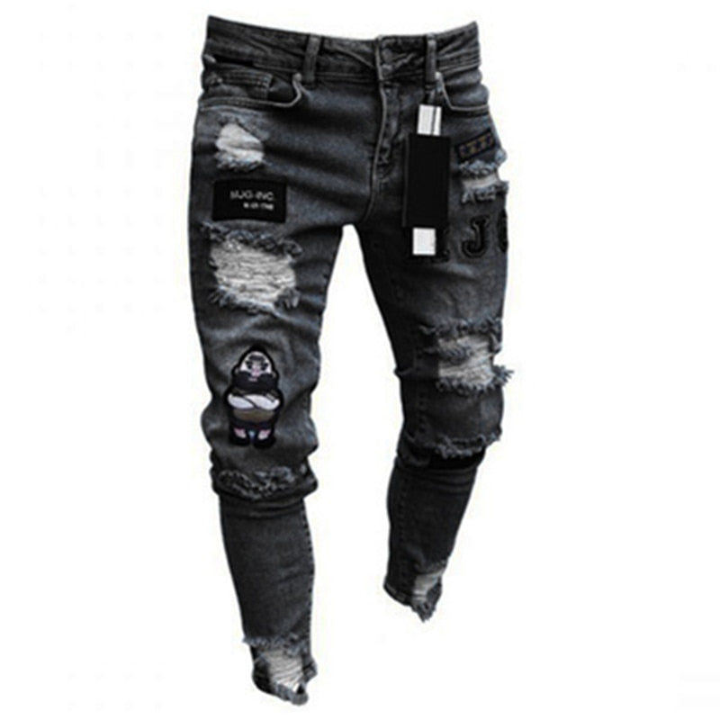 Men's Stretchy Ripped Jeans