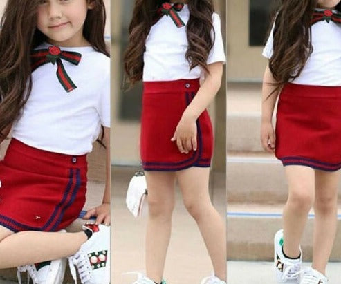  Image of Mini Skirt Set - Adorable and comfortable outfit for little girls. Made with high-quality cotton. Perfect for playtime and looking cute. Fits true to size. Let your little one shine in this fashionable set!