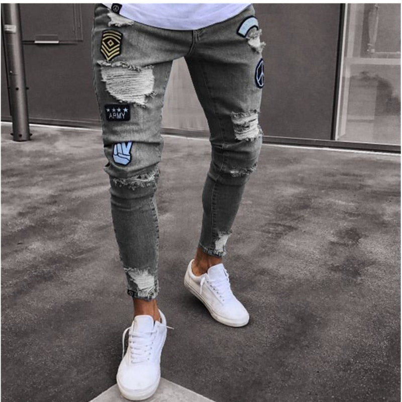 Men's Stretchy Ripped Jeans