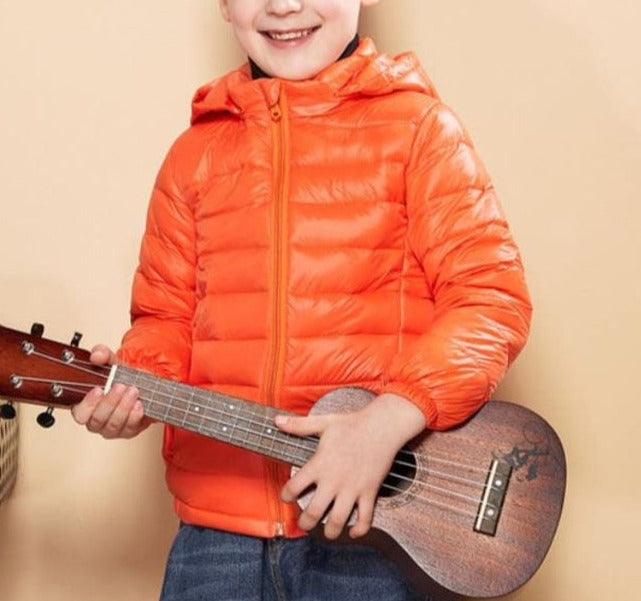 Candy-Colored Hooded Coat for Kids | Polyester Fabric | Pockets & Hood | Warm & Fashionable