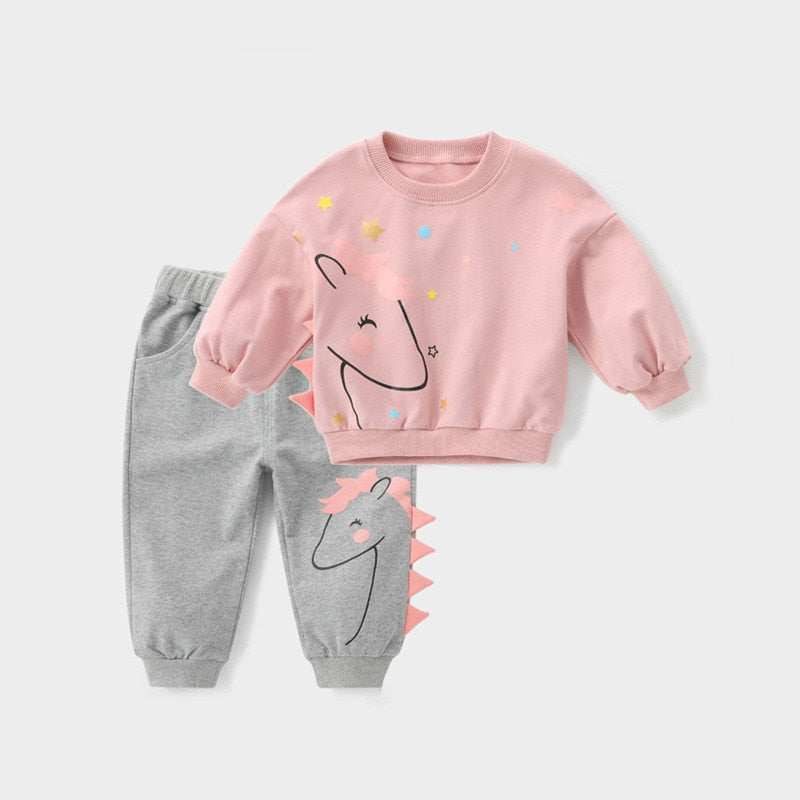 Image of Toddler Tracksuit - Made of comfortable and durable cotton and polyester. Vibrant prints and designs for unrestricted movement. Ideal for spring and summer activities.