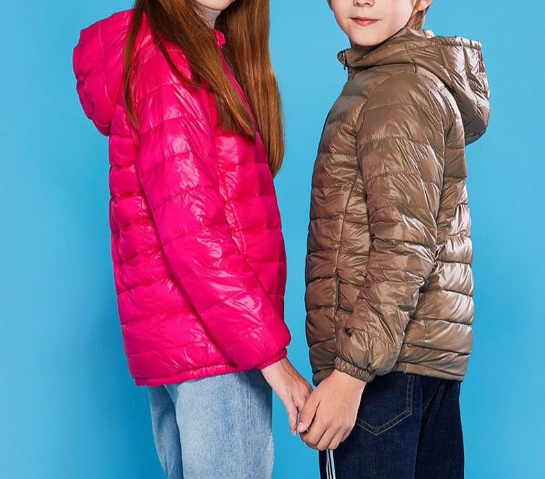 Candy-Colored Hooded Coat for Kids | Polyester Fabric | Pockets & Hood | Warm & Fashionable