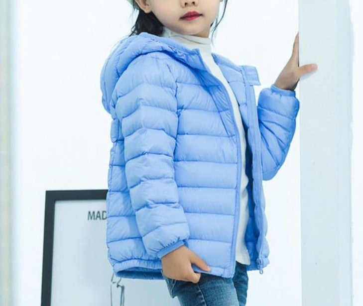 Candy-Colored Hooded Coat for Kids | Polyester Fabric | Pockets & Hood | Warm & Fashionable