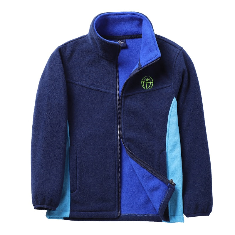 Soft Shell Fleece Jacket for kids in cotton and polyester blend, perfect for winter warmth and outdoor fun.