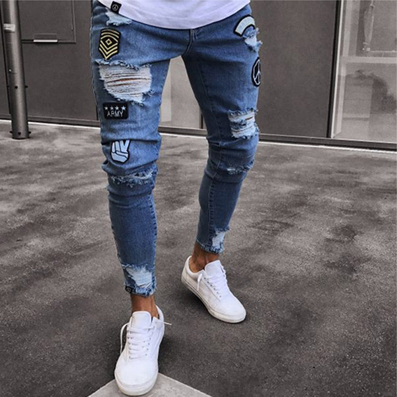 Men's Stretchy Ripped Jeans