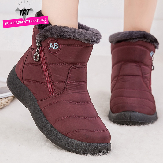 Trendy lightweight ankle boots with plush lining for warmth, perfect for cool weather and pairing with winter clothing.