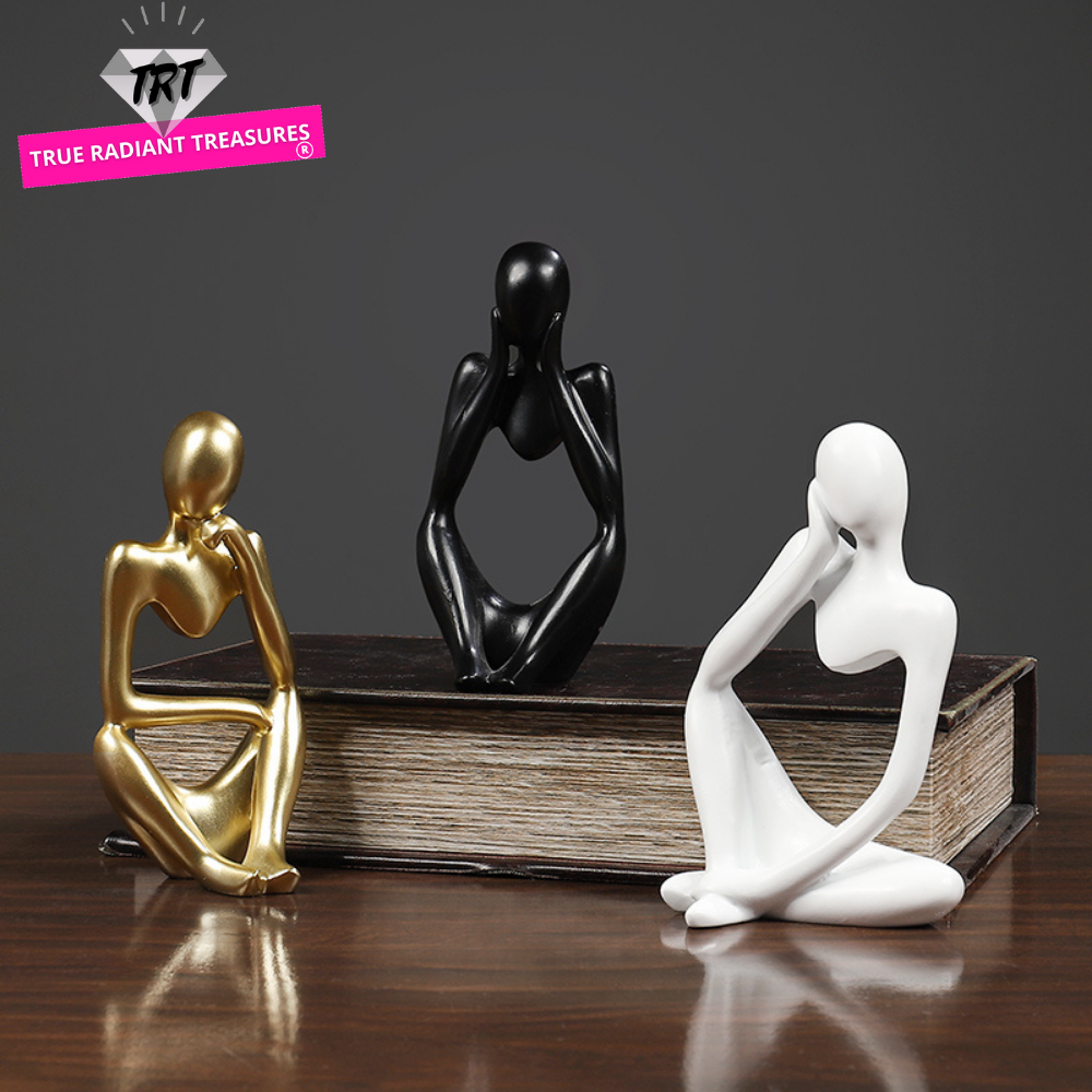 Thinker Abstract Statue in gold, showcasing artistic beauty, perfect for home decor or gifting.