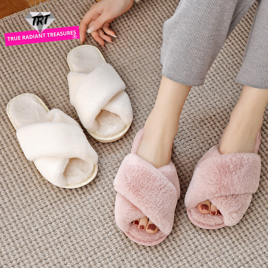 Cozy Furry Slippers - Warm and comfortable winter footwear for indoor use.