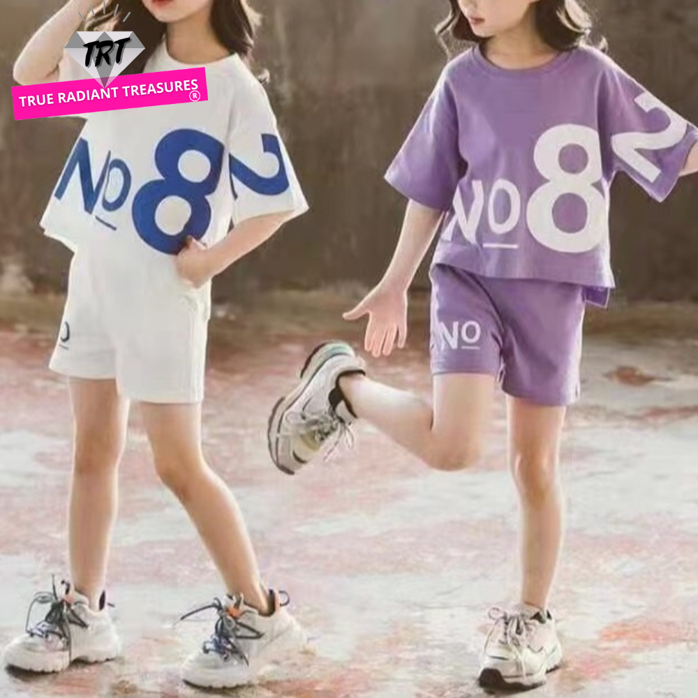 Image of Casual Sportswear - Stylish sportswear for girls. Made with spandex, polyester, and cotton. Round neck and pullover closure. Available in white and purple. Various sizes for a perfect fit. Ideal for active girls!