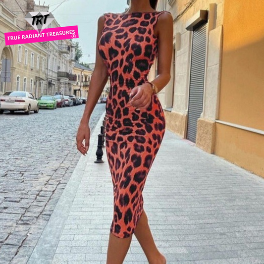 Leopard Print Dress - Summer fashion with animal-inspired allure, ideal for beach days or a night out in heels