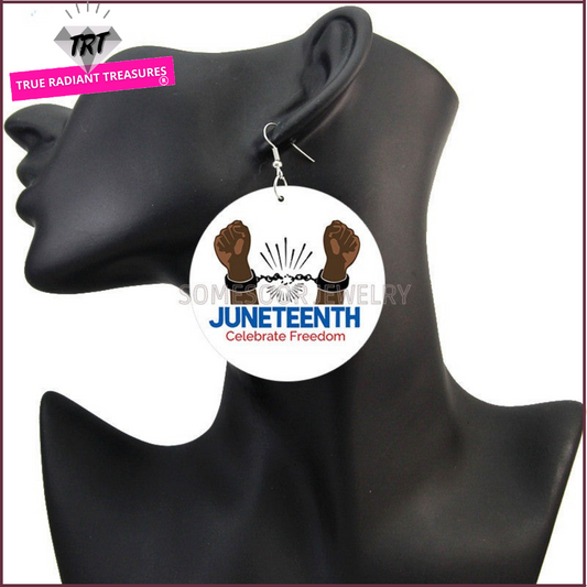 Juneteenth wooden drop earrings, diverse designs, perfect for all skin tones, symbolizing history and culture. Set of 6 pairs.