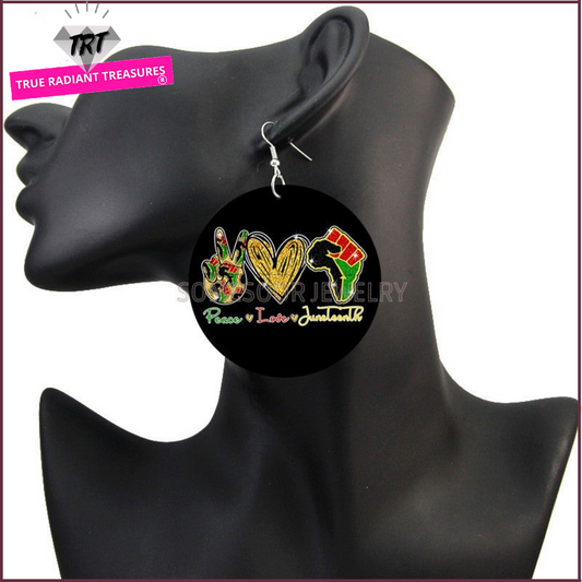 Juneteenth cute wooden earrings, diverse designs, symbolizing celebrations of freedom. Get yours today!