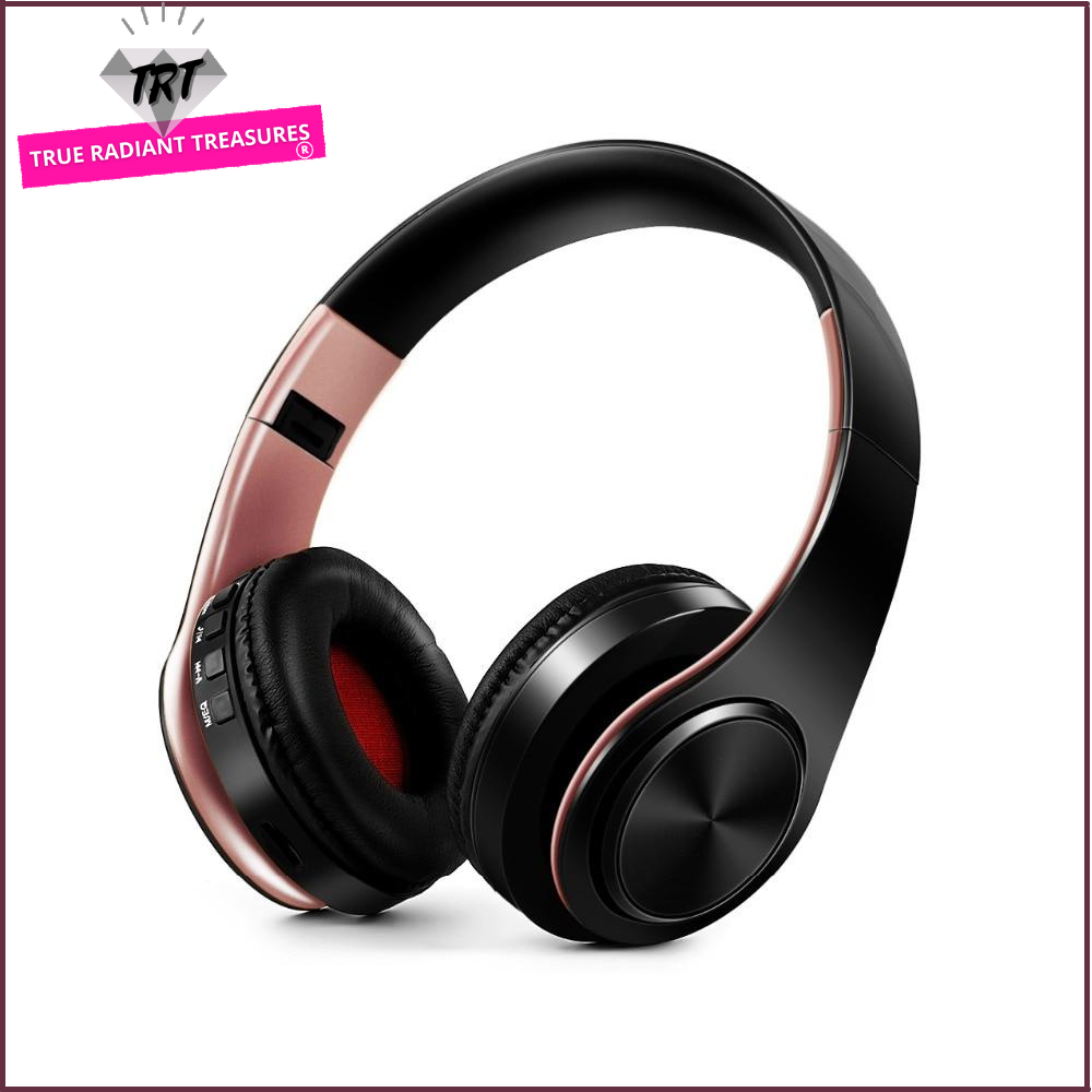 Wireless headphones with Bluetooth V5.0+EDR Technology. Includes FM radio and USB port. Hands-free communication with phone and PC/Macbook. Sleek design for comfort and style. Convenient play/pause, call answering, and volume control.