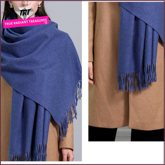 Soft and warm winter shawl - Must-have accessory for cold weather. Made of polyester and viscose with elegant tassels.