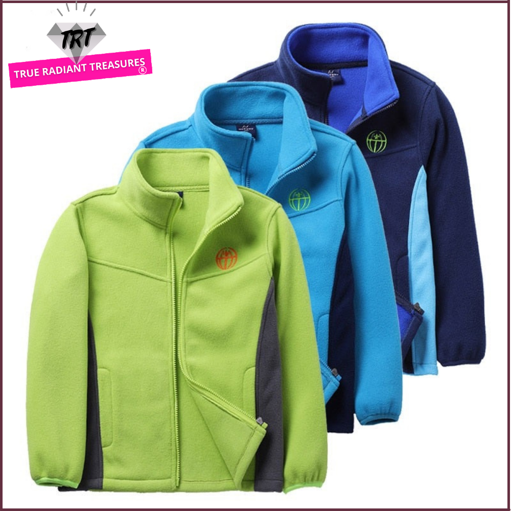 Soft Shell Fleece Jacket for kids in cotton and polyester blend, perfect for winter warmth and outdoor fun.