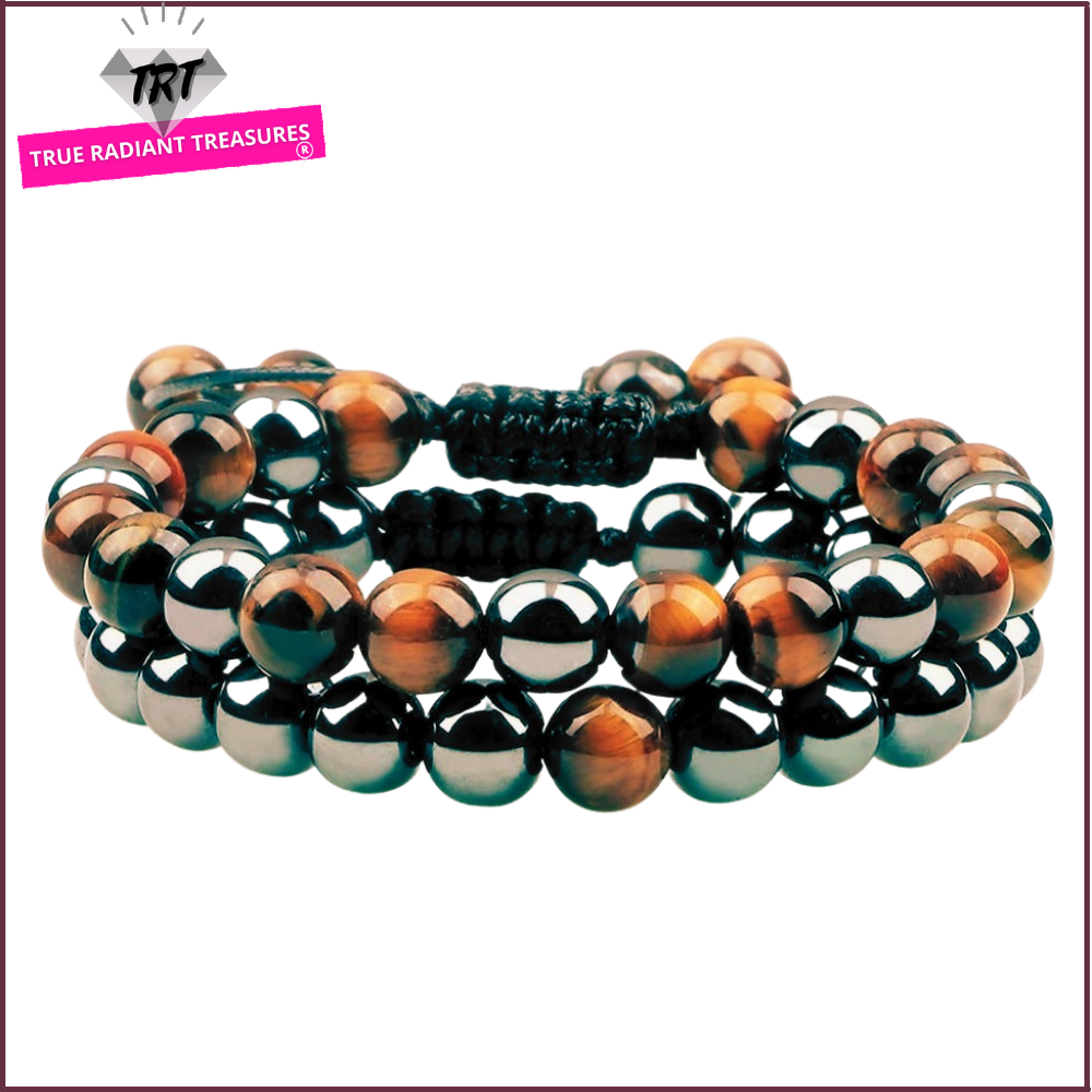 Hematite Tiger Eye Beads Bracelets - Comfort and health combined - Tiger's eye symbolizes strength - Hematite beads for blood-related conditions - Healing properties for leg cramps, anxiety, and insomnia.