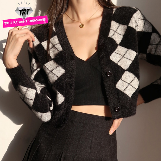 Loose Winter Knitted Cardigan - Stay warm and fashionable in cold weather. Cotton, polyester, spandex blend. Versatile overcoat for sleeveless winter blouses. Perfect with boots for a stylish winter date look.