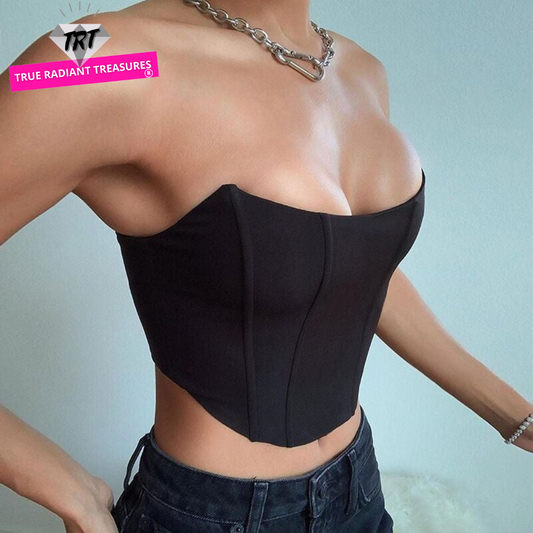 Sexy Corset Crop Tops Vest with deep V-neck and spaghetti straps for teen girls and women, perfect for summer fashion and charming look