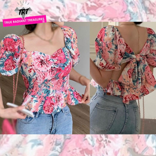 Floral Print Ruched Top made of synthetic fiber and polyester, perfect for staying cool and stylish this summer. Featuring a cute floral design and versatile ruched detailing, pair with your favorite bottoms for a perfect summer look.