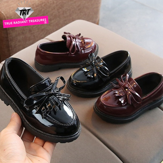 Durable leather school shoes for girls, perfect for everyday wear.