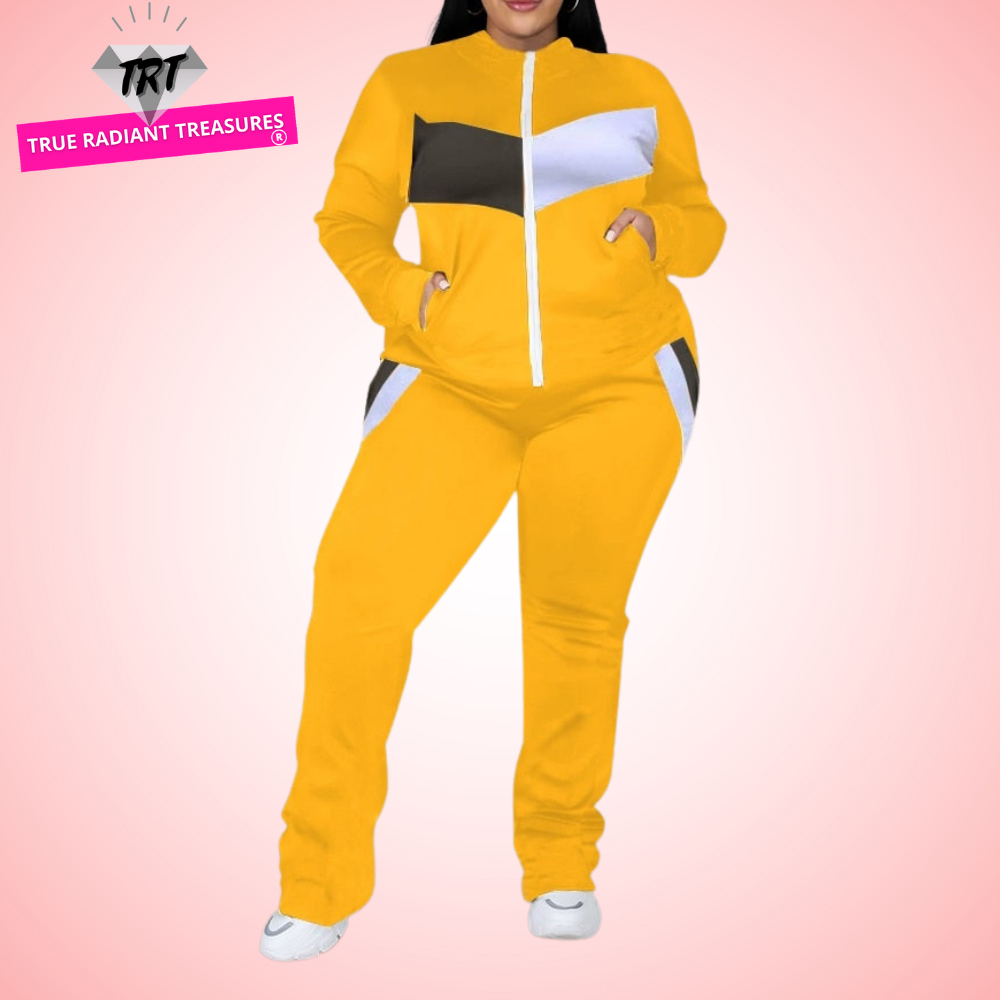 Plus Size Stretch Tracksuit: Comfortable and stylish tracksuit designed for plus-size women. Multiple vibrant colors available.