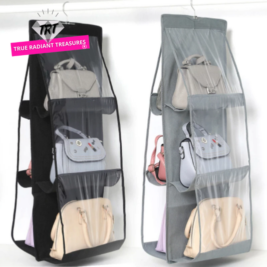 Transparent Hanging Handbag Organizer for easy storage and accessibility.