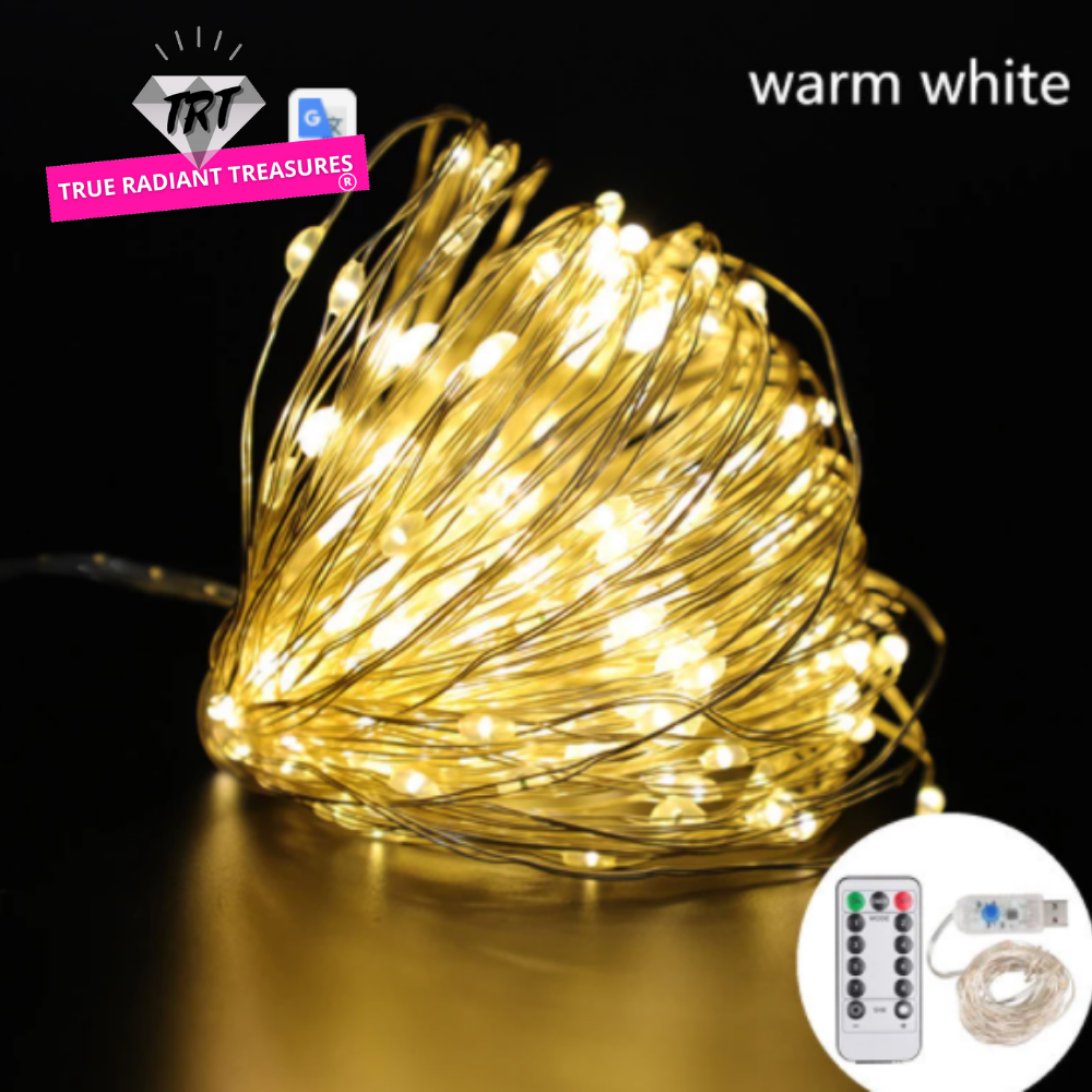 5M-20M LED Christmas String Lights in various colors and modes. Small and flexible wire for easy wrapping. Energy-saving LED bulbs. Fireproof ABS plastic shell with waterproof silicon. Simple installation. Get yours now!